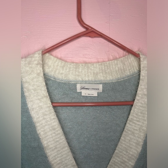 💙 00s | Lovers + Friends | Baby Blue and White Cropped Cardigan - Picture 4 of 5